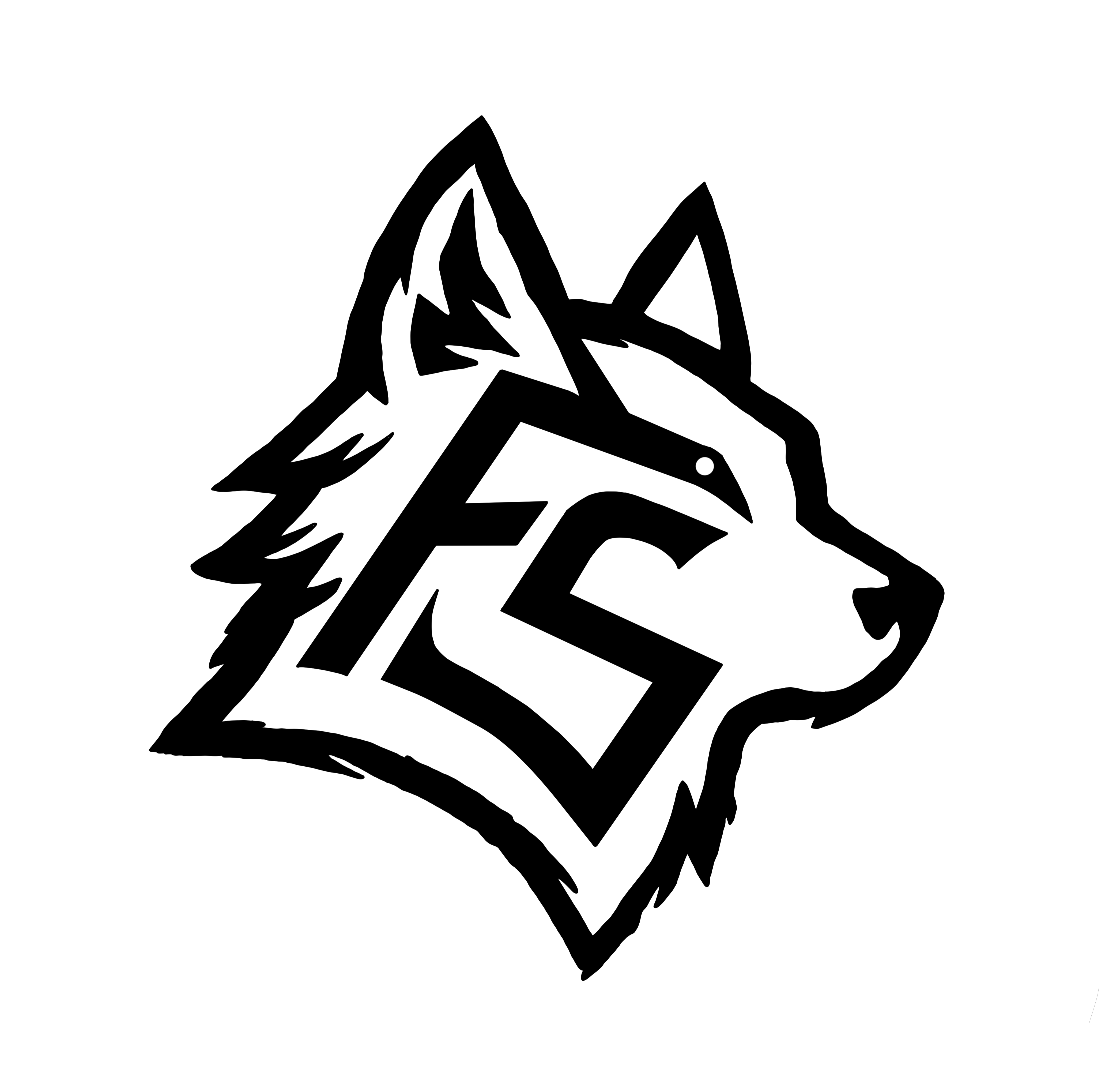 늑대 옆얼굴 안에 FS 글자가 결합된 검은색 FurrySekai 로고